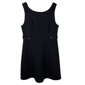 NWT Modcloth XL Black Quilted Sleeveless Fit & Flare Dress With Button Accents